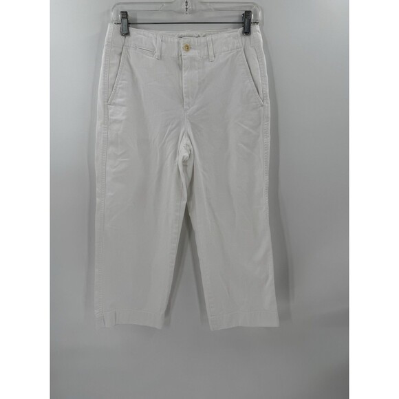 Polo Ralph Lauren Women's Boy Crop White Wide Leg Chino Pants Size 0  (28"x24") - Picture 1 of 16